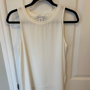 Belle Vere Split Back White Dressy Tank